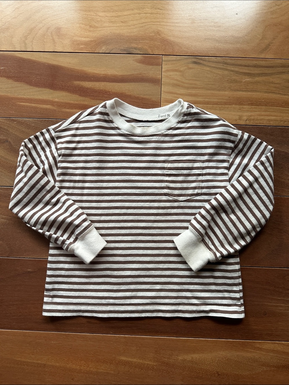 Primary Brown & Cream Striped Long-Sleeve Kids Tee